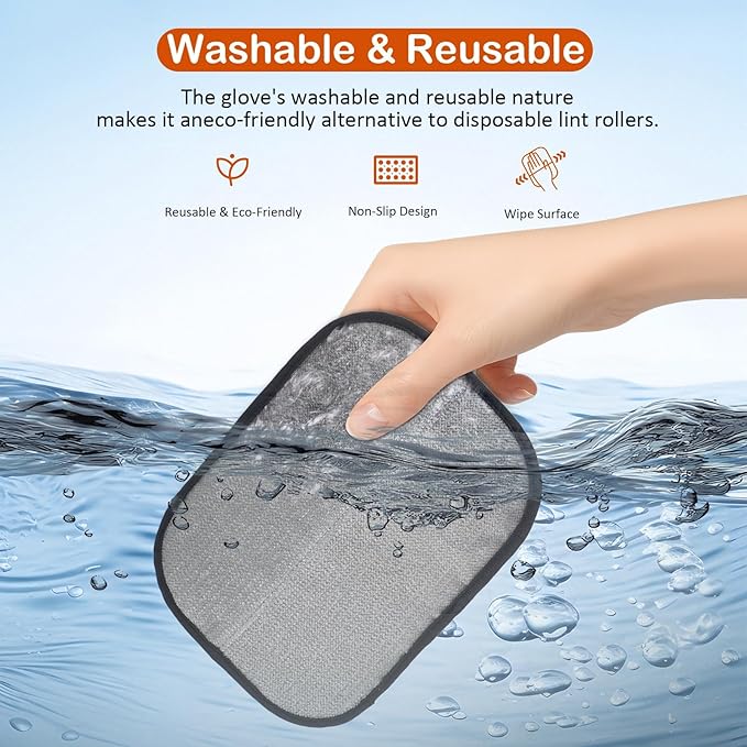 Pet Hair Removal Gloves 2-Pack - Upgraded Five-Finger Electrostatic Cats & Dogs Hair Brush Shedding | Reusable Pet Hair Remover Tool for Laundry, Furniture, Car Seat (Blue)