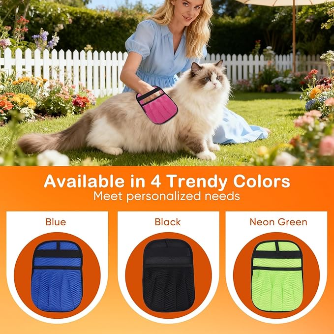 Pet Hair Removal Gloves 2-Pack - Upgraded Five-Finger Electrostatic Cats & Dogs Hair Brush Shedding | Reusable Pet Hair Remover Tool for Laundry, Furniture, Car Seat (Pink)