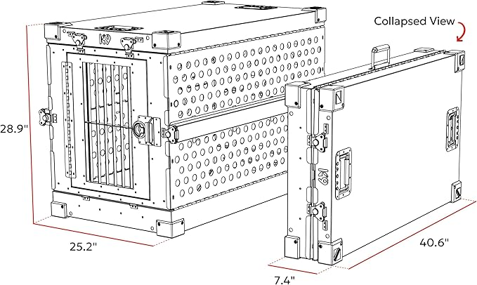 Heavy Duty Fully Collapsible Powder-Coated Aluminum Dog Crate - Medium-Long (White)