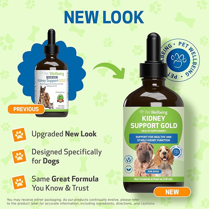Pet Wellbeing Kidney Support Gold for Dogs - Supports Healthy Kidney Function, Fluid Balance, Energy Levels, Rehmannia, Dong Quai - Veterinarian-Formulated Herbal Supplement 4 oz (118 ml)