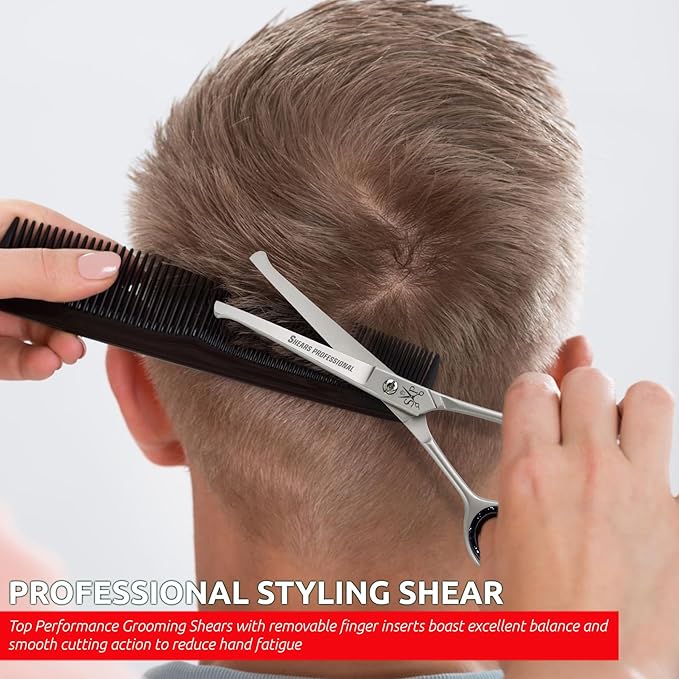 Dog Grooming Scissors, Hair Cutting Scissors, Straight for Pet and Saloon Use (Ball Tip STR 4.5) Grooming Scissor for Dog with Round Tip