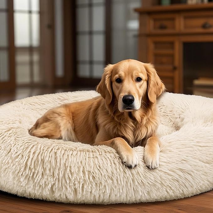 Dog Beds Large Sized Dog and Cats, 32in Pet Beds for Large Pet, Washable Indestructible Extra Large (Light Brown)