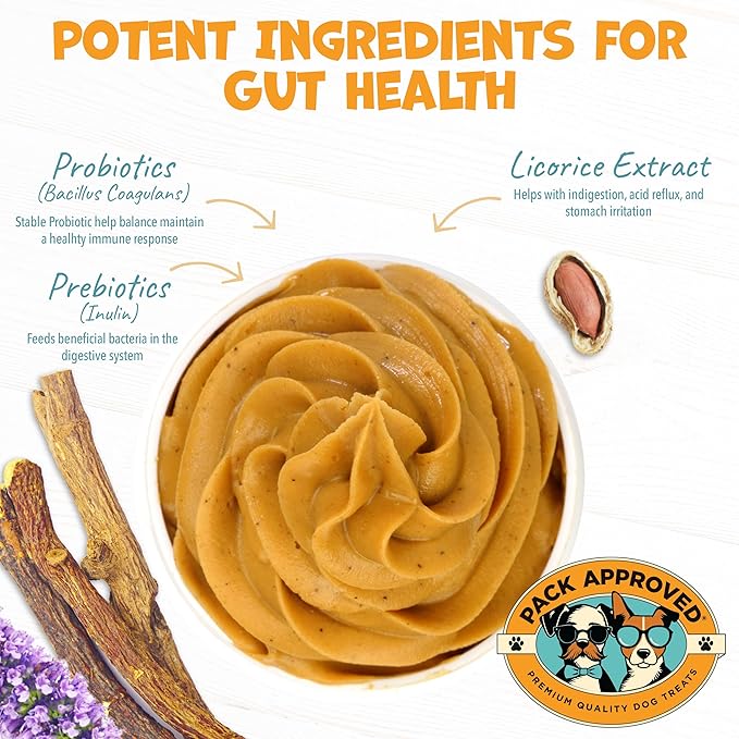 Dog Peanut Butter - with Prebiotic and Probiotic for Dogs to Boost Gut Health - Supports Digestive Support and Immune Support - Peanut Butter Treats - Gut Health (8.46oz)