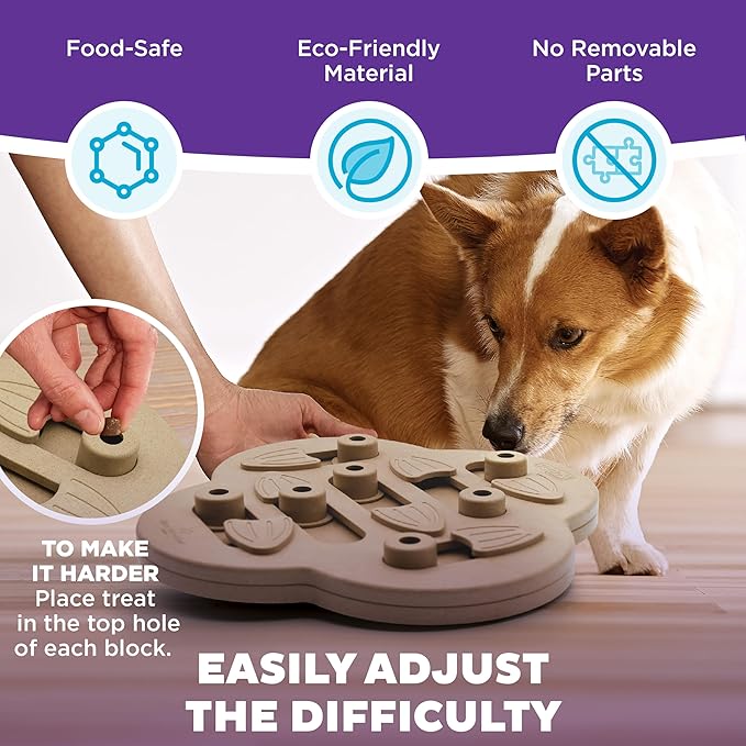 Outward Hound by Nina Ottosson Dog Hide N' Slide Treat Puzzle Enrichment Toy, Level 2 Intermediate, Tan, Composite