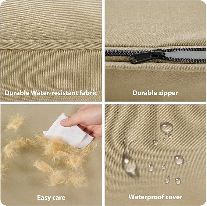 BFPETHOME Outdoor Dog Bed for Large Dogs, Waterproof, Orthopedic with Removable Washable Cover, Egg Crate Foam Mat (47 x 29in, Beige)