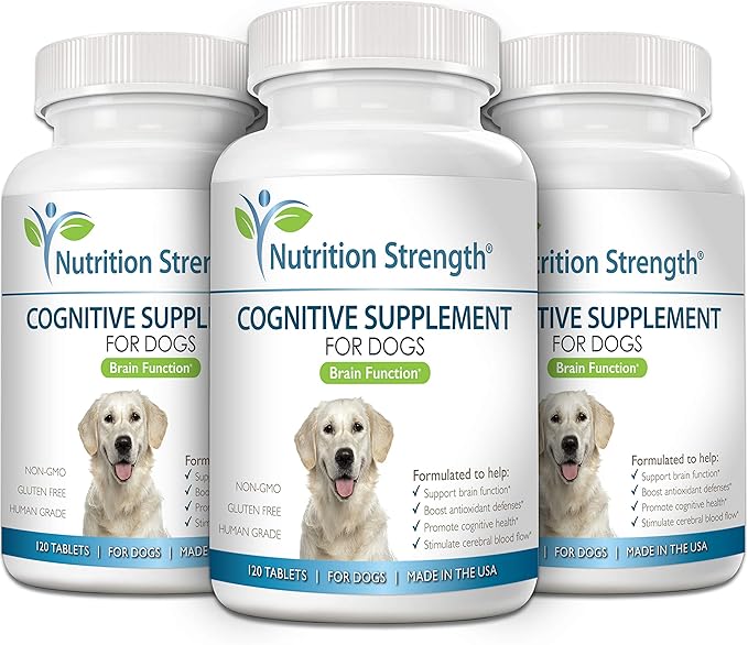 Cognitive Support for Dogs, Promotes Dog Brain Health, Mental Support Supplement for Cognitive Difficulties, 120 Chewable Tablets