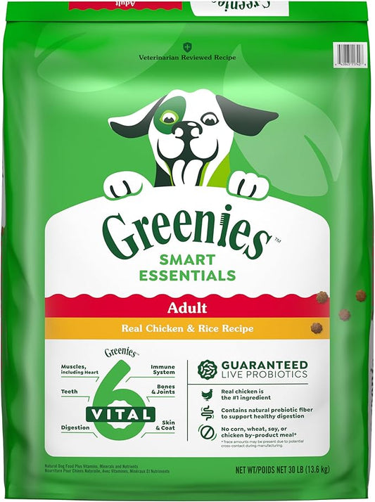 Greenies Smart Essentials Adult High Protein Dry Dog Food Real Chicken & Rice Recipe, 30 lb. Bag