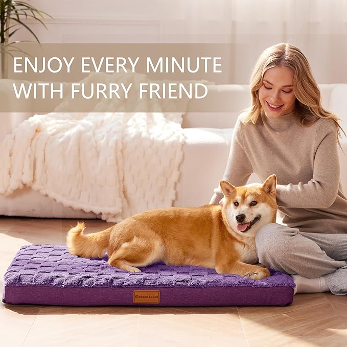 Patas Lague Orthopedic Dog Bed for Small Dogs 20''X15'', Waterproof Soft Warm Comfortable Egg Crate Foam Small Pet Beds Mat with Removable Washable Cover and Nonskid Bottom, Pueple
