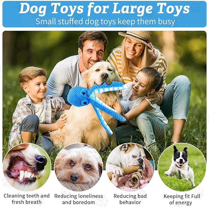 Dog Toys for Large Dogs：Squeaky Interactive Dog Toys with Soft Fabric for All Breed Sizes- Puppy Toys to Keep Them Busy