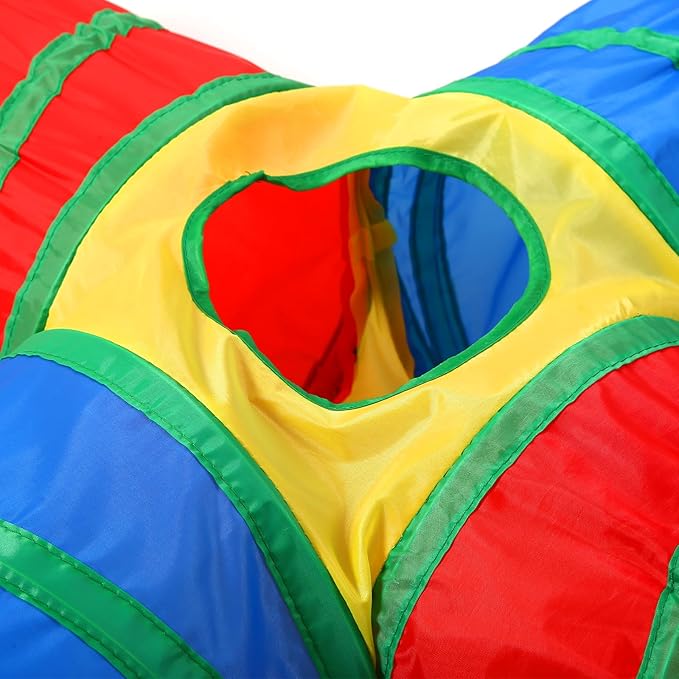 Pet Cat Tunnel, 4 Way Tunnels for Indoor Cats, Collapsible Pet Tunnel for Kitten, Puppy, Rabbit, 25cm-Wide Tunnels, Durable & Breathable, with Peek Hole Toy Ball