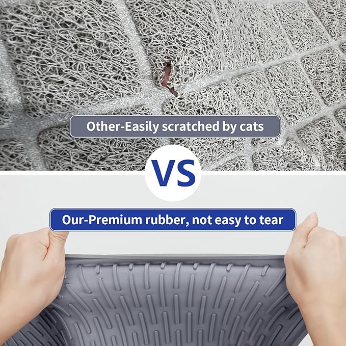 Cat Litter Mat,34x22in Litter Mat with Raised Edges,Waterproof Rubber Litter Box Mat,Soft Washable Cat Litter Mats Litter Trapping Mat Easy to Clean,Indoor Floor Large Kitty Litter Mats Grey