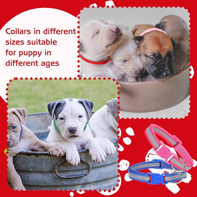 36 Pcs Reflective Puppy Collar and Leash Set, Dog Collar and Leash Adjustable Puppy Collars Quick Release Clip Buckle Dog Collar for Small Medium Dogs Walking Training