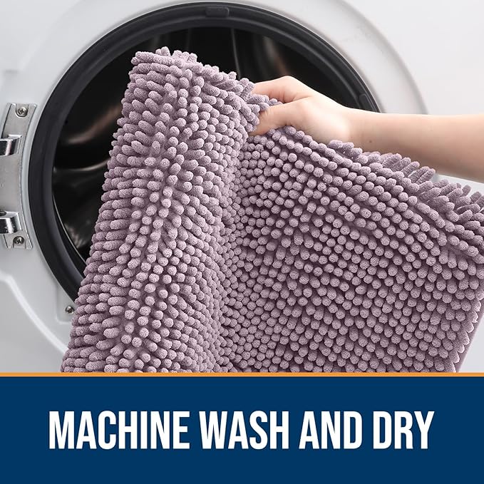 OLANLY Dog Door Mat for Muddy Paws 36x24, Absorbs Moisture and Dirt, Absorbent Non-Slip Washable Doormat, Quick Dry Chenille Mud Mat for Dogs, Entry Indoor Entryway Carpet for Inside Floor, Deep Plum