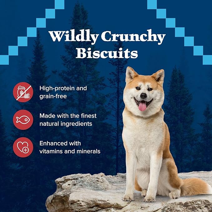 Blue Buffalo Wilderness Trail Treats Crunchy Dog Biscuits, Grain-Free and High-Protein Dog Treats Made with Natural Ingredients, Salmon Recipe 24-oz Bag