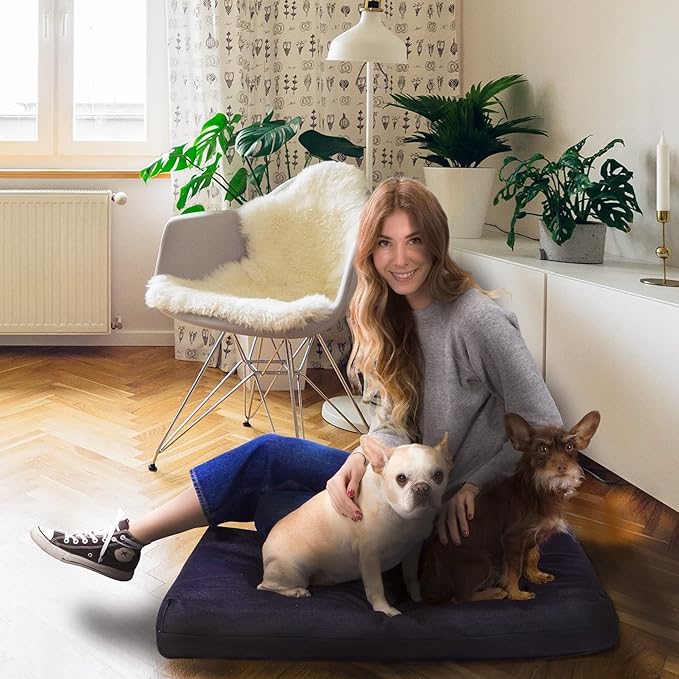 Pet Support Systems Orthopedic Dog Bed - Gel Memory Foam Pet Bed, Luxury Washable Dog Bed for Sleeping and Support (Removable Cover, Medium Blue Dog Bed)