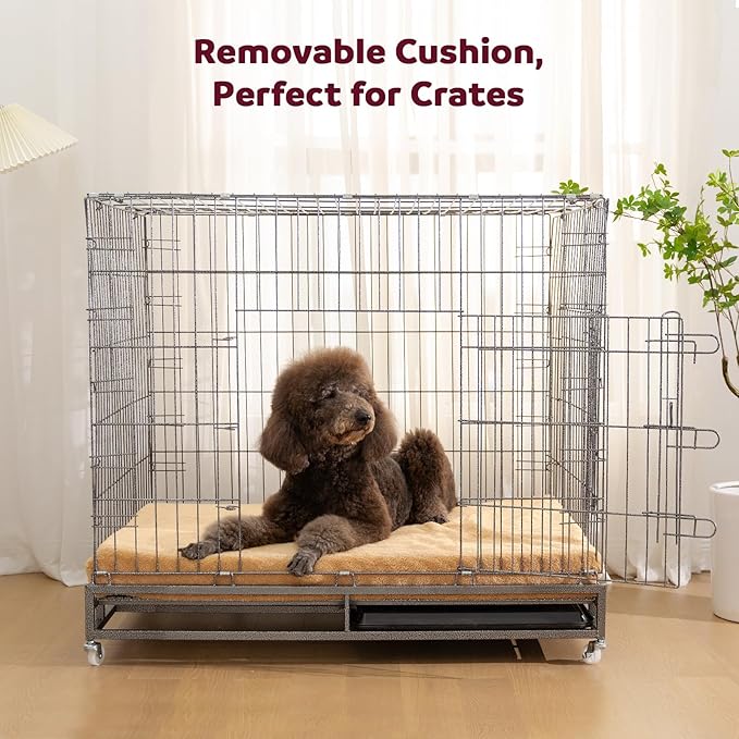 Cooling Orthopedic XL Dog Bed – Comfort Memory Foam for X-Large & XXL Dogs. Indestructible & Washable Giant Dog Bed w/Pillow, Non-Slip Bottom & Durable Zipper. Chew Proof Crate Mat w/Waterproof Liner