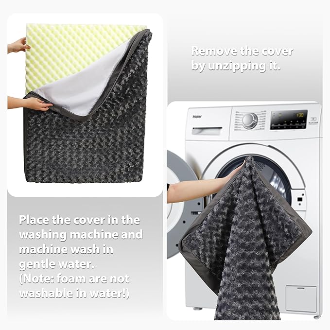 MIHIKK Dog Bed for Large Dogs, Orthopedic Pet Bed with Removable Washable Cover, Egg Crate Foam Dog Mattress Nonskid Bottom, Comfy Anti-Anxiety Puppy Mat, 35x22 inch, Dark Grey-Rose Pattern