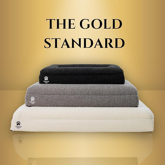 Luxury Boucle Fabric Orthopedic Dog Bed with Memory Foam | Breathable Comfort & Washable Dog Couch Bed with Waterproof Liner & Cover | Ideal Pet Beds for Small Dogs - Charcoal (29"x23"x6")