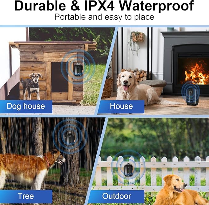 Anti Barking Device for Dogs, Rechargeable Ultrasonic Dog Barking Control Devices with 3 Modes, 33 FT Barking Silencer Sonic Barking Deterrent Indoor/Outdoor Safe for Dog & People B