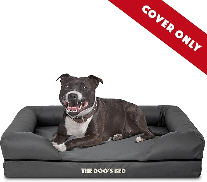 The Dog's Bed Replacement Outer Cover ONLY (Outer Cover ONLY - NO Bed, NO Waterproof Inner) for The Dog's Bed, Washable Oxford Fabric, Medium (Grey & Black Piping)