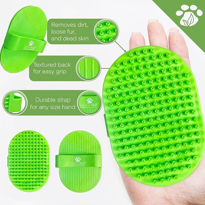 Lillian Ruff PRO Formula Ultra Brightening Dog Shampoo - Professional Whitening & Long-Lasting Odor Eliminator, Remove Stains & Discoloration, Dry Skin & Itch Relief - Aloe & Provitamin B5 16oz+Brush