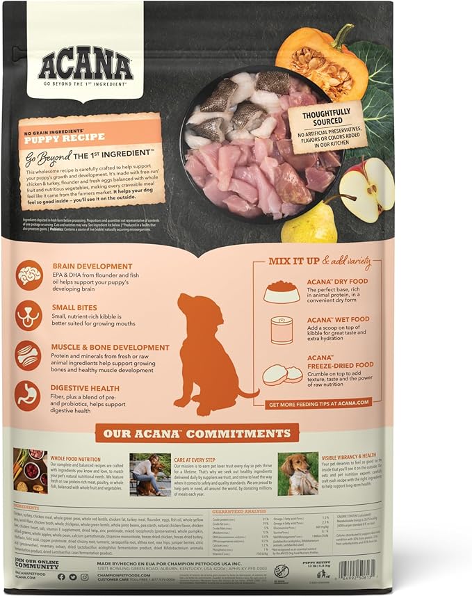 ACANA Grain Free Dry Dog Food Puppy Recipe 13lb Bag