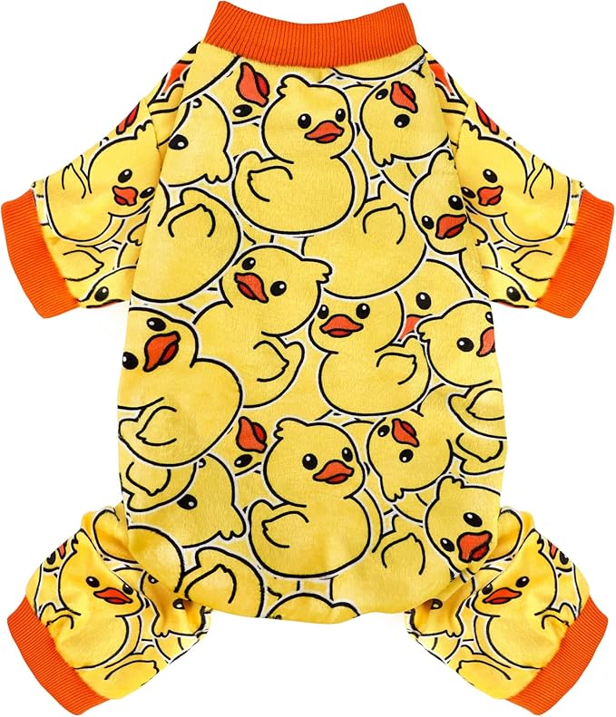 Dog Pajamas Soft Lightweight Dog Onesies Outfit Clothes for Small Medium Large Puppy Pjs for Pet Boys Girls Dogs Cats (M (Back: 12",Chest: 16", Neck:10.2"), Duck)
