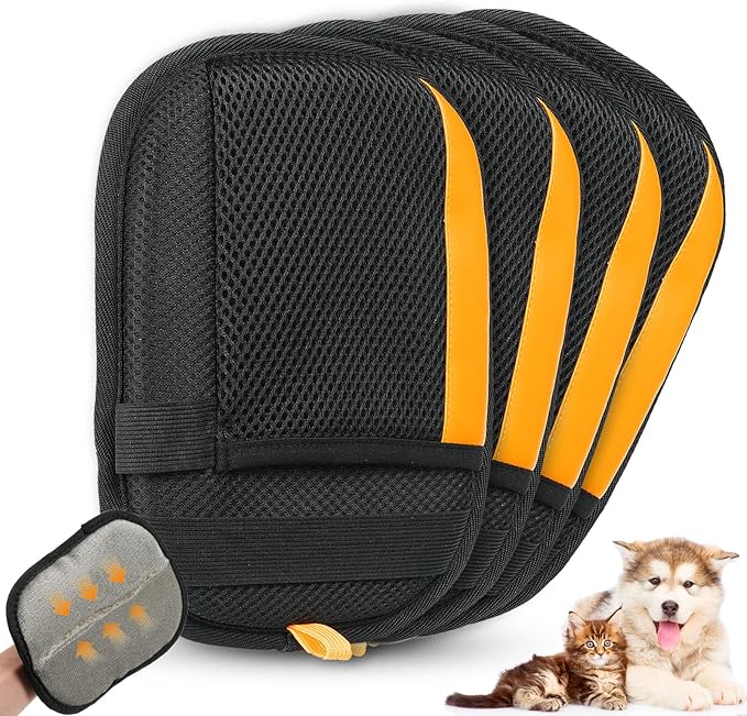 4 Pack Electrostatic Pet Hair Removal Gloves, 2025 New Upgrade Magic Brush Pet Hair Remover Tool, Washable Reusable Cats and Dogs Grooming Gloves for Laundry, Couch, Car Seat, Furniture