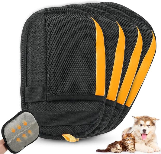 4 Pack Electrostatic Pet Hair Removal Gloves, 2025 New Upgrade Magic Brush Pet Hair Remover Tool, Washable Reusable Cats and Dogs Grooming Gloves for Laundry, Couch, Car Seat, Furniture