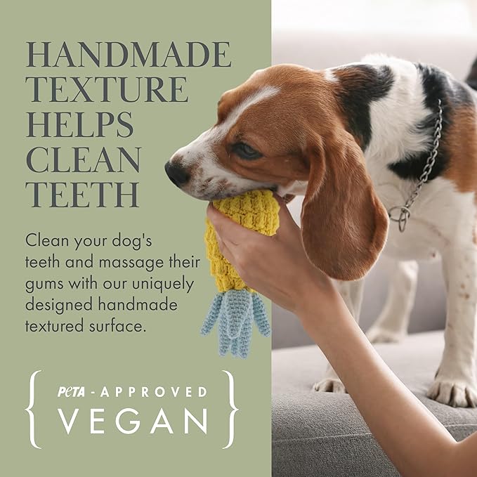 Nina Woof Organic Cotton Squeaky Dog Toys Fruits & Veggies Dog Toy Pack - Handmade Knit Dog Accessories, for Small Medium Dogs, Puppy Essentials and Puppy Toys Perfect Dog Gift