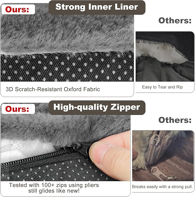 Dog Couch Bed, Cat Bed for Indoor Cats, Calming Pet Sofa Puppy Sleeping Bed with Removable Washable Cover, Cute Dog Couch and Lounge Chair for 45lbs Cats & Small Medium Dogs(Dark Gray)