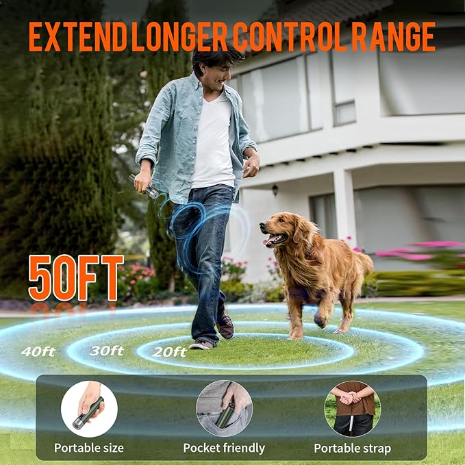 Anti Barking Devic-Dog Bark Control Device,Stop Bad Behavior-Rechargeable Ultrasonic Barking Handheld for Dogs -Professional Pet Trainer,Dog Silencer with LED Bright Flashlight