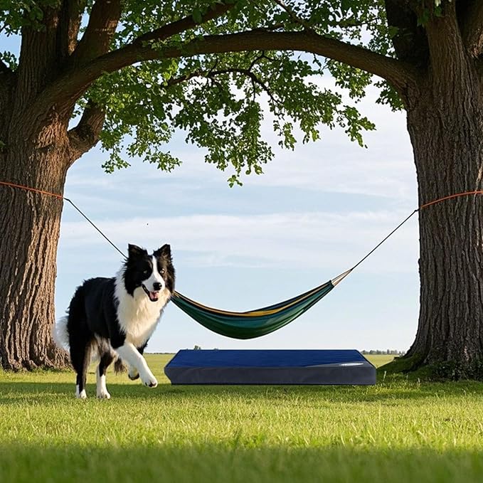 Orthopedic Outdoor Waterproof Dog Beds for Medium Dogs, Washable Crate Bed with Egg Crate Foam Pet Bed Mat and Removable Oxford Fabric Cooling Cover Bed,36"x 26", Navy