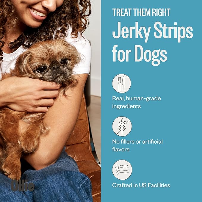 Ollie Salmon and Coconut Jerky Dog Treats, 5 oz Pack of 3, All Natural, Healthy Snacks, Made with Real Meat, Human Grade, for Dogs