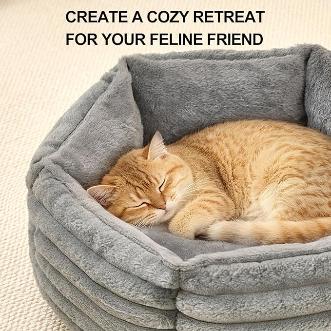 Small Dog Bed for Small Dogs, Cat Beds for Indoor Cats, Pet Bed for Puppy and Kitty, Extra Soft & Machine Washable with Anti-Slip & Water-Resistant Oxford Bottom, Grey, 20 inches