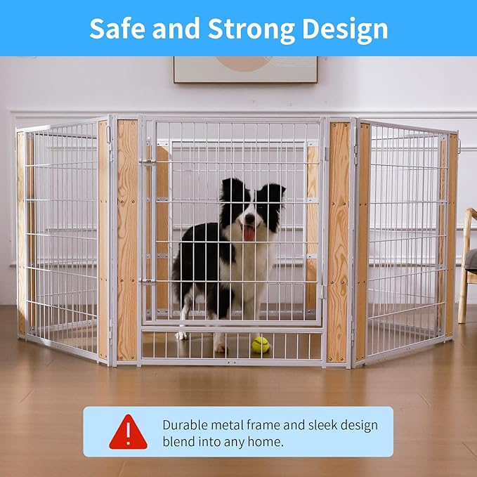 Heavy Duty Dog Playpen 32 Inch Height - Indoor Outdoor Pet Fence Enclosure for Medium and Small Dogs - Foldable Puppy Exercise Pen for Indoor and RV Camping or Yard (12 Panels, 35.4" H (White))