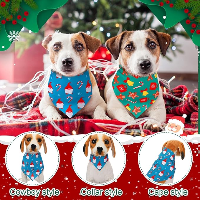 Sanwuta 72 Pcs Christmas Dog Bandana Bulk Washable Puppy Triangle Scarfs Xmas Cat Bandanas Adjustable Soft Christmas Pet Triangle Bibs Accessories for Small Medium Dogs Cats Pets Costume