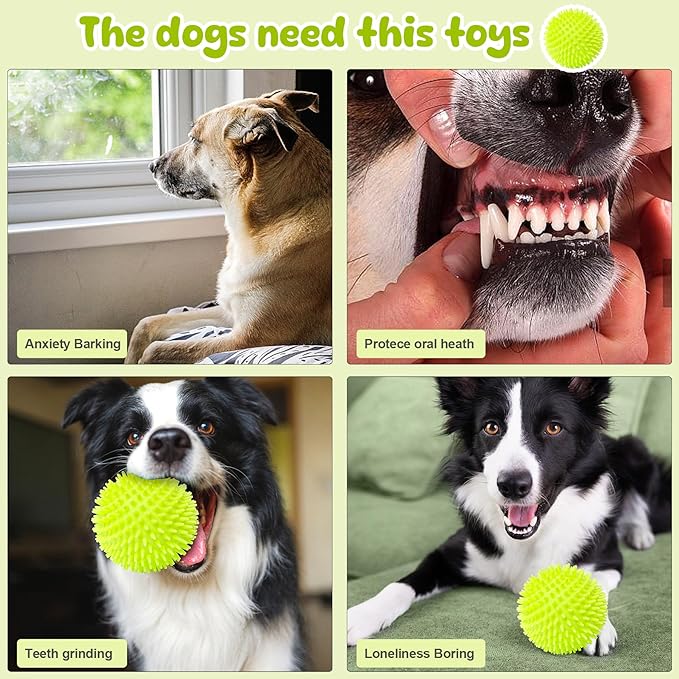 Indestructible Squeaky Dog Toys for Aggressive Chewers, Interactive Spike Dogs Balls Toys for Medium Large Dogs, Durable Floating Dog Toy Ball for Outdoor Play