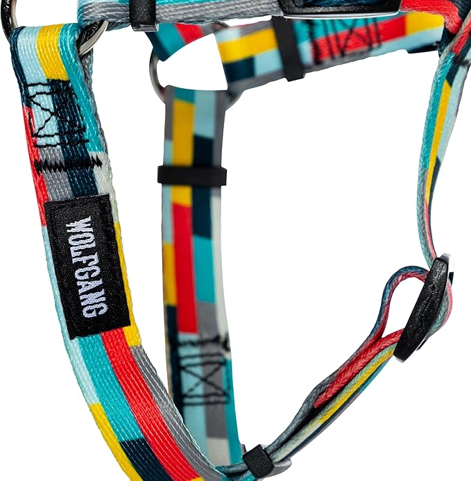 Wolfgang Heavy Duty Adjustable Dog Harness, Pull-Tested to Over 800 lbs for Walking & Training, Mixtape Print, Small