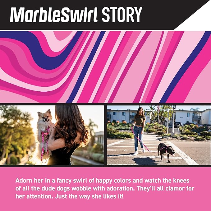 Wolfgang Heavy Duty Martingale Dog Collar with Quick Release Nylon Buckle for Walking & Training, MarbleSwirl Print, Medium