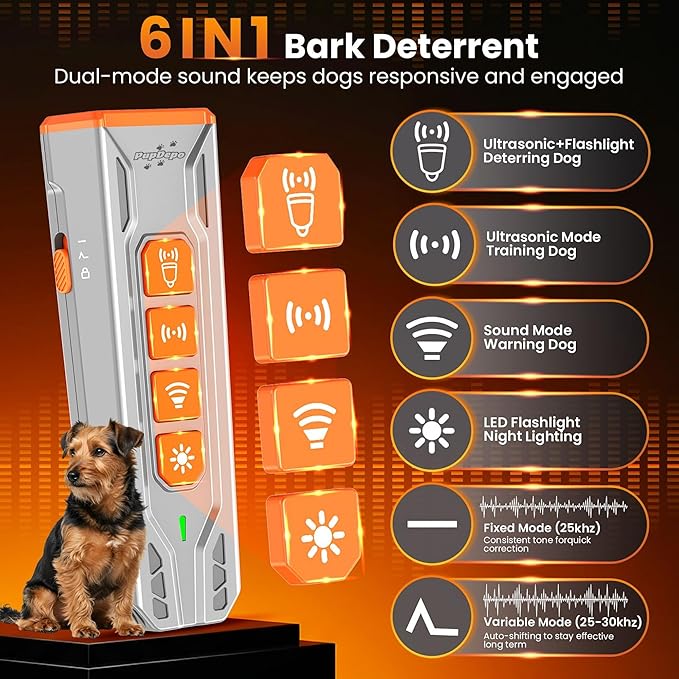 Dog Bark Deterrent Device with Training Clicker 2025 Upgraded 3X Ultrasonic Anti Barking Device for Own or Neighbor's Dog, Safe & Effective Ultrasonic Dog Bark Shield Rechargeable Dog Barking Silencer
