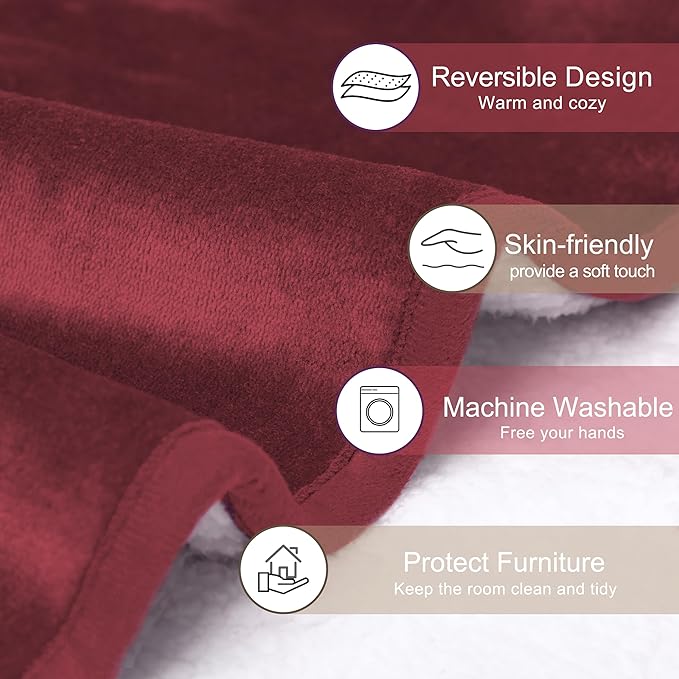gogobunny Waterproof Pet Blanket for Small Dogs and Cats, Reversible Sherpa Fleece Soft Plush Throw for Couch Protection, Washable Furniture Protector (Romantic Red, 30x40 inches)
