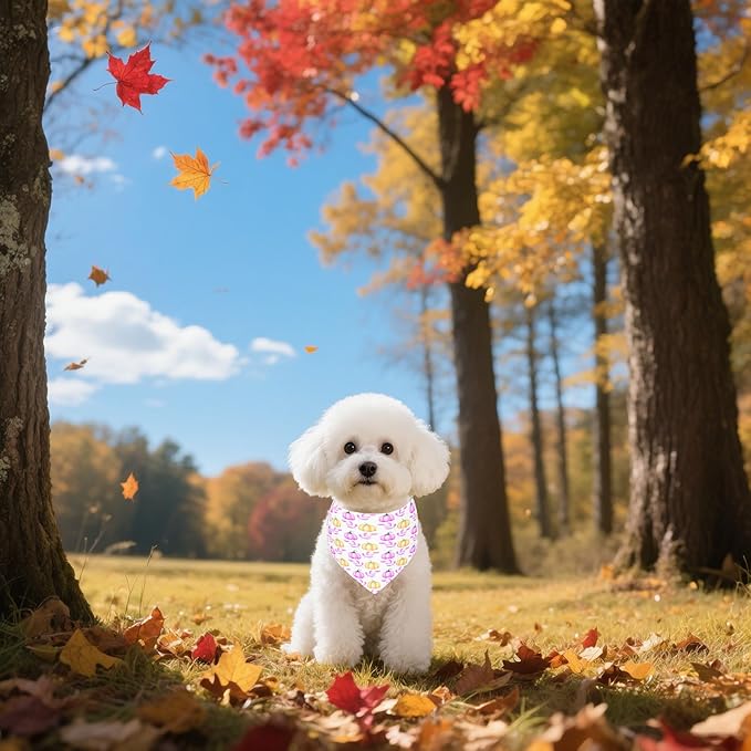 7 PCS Fall Dog Bandanas for Small Dogs 18 Inch Autumn Dog Bandanas Adjustable Stitching Edge Scarves for Puppy Cats Breed Grooming S
