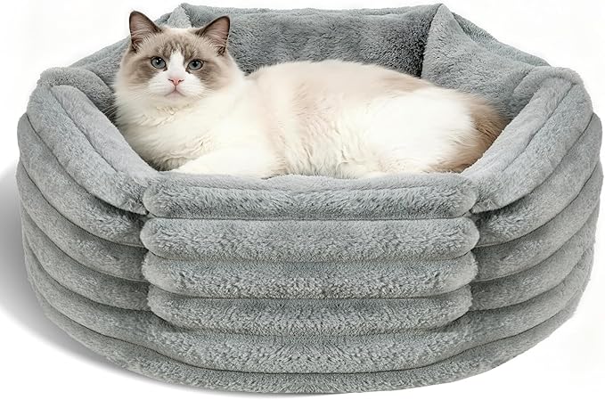 Small Dog Bed for Small Dogs, Cat Beds for Indoor Cats, Pet Bed for Puppy and Kitty, Extra Soft & Machine Washable with Anti-Slip & Water-Resistant Oxford Bottom, Grey, 20 inches