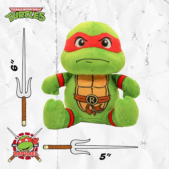 design LAB, Inc. Teenage Mutant Ninja Turtle Official Merchandise | TMNT Toys Squeaky Plush Dog Toy | Raphael | Stuffed Animal Turtle Squeaks for Interactive Play