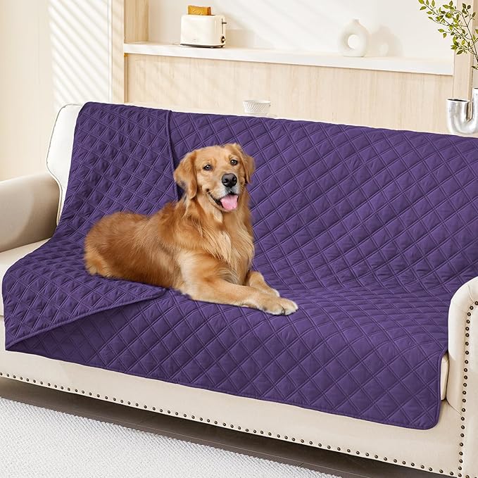 Smiry Waterproof Dog Blanket, Reversible Dog Bed Cover Pet Blanket, Soft Pet Couch Covers for Sofa Washable, Bed Couch Sofa Furniture Protector for Puppy Cat Kids (52"x82", Purple/Purple)