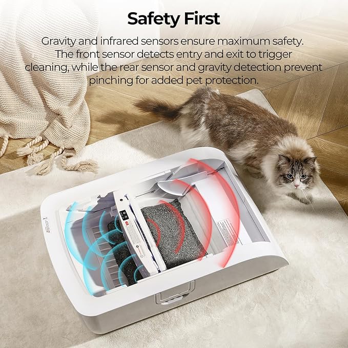 Self-Cleaning Automatic with Open-Top Design Cat Litter Box-Smart APP Control (2.4G/5G) with Health Tracking&24H Backup, Dual Safety Sensors&Odorless Design for Multi-Cat Homes (NO Tent)