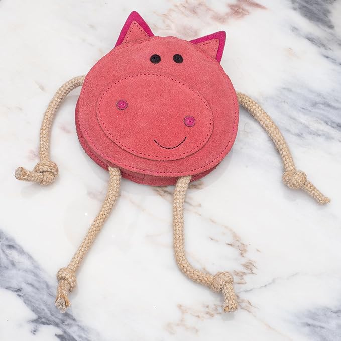 Eco Leather Pickles Pig Natural and Tough Dog Toys - Long Lasting Chew Toys for Aggressive Chewers - Strong Dog Toy for Dogs and Puppy