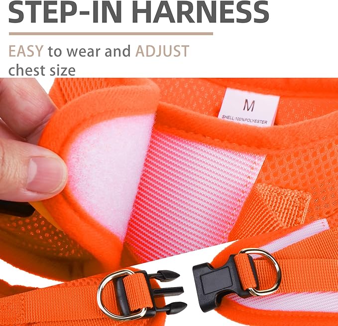 PUPTECK Adjustable Dog Harness Collar and Leash Set Step in No Pull Pet Harness for Small Medium Dogs Puppy and Cats Outdoor Walking Running, Soft Mesh Padded Reflective Vest Harnesses