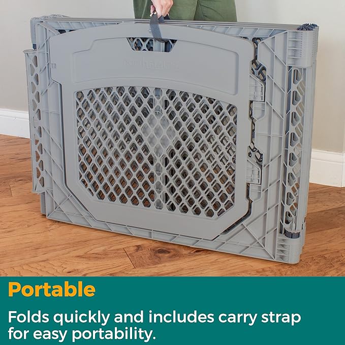 MyPet North States Petyard Plus: 3 Ft. Wide Folding Dog Playpen Indoor or Outdoor. 4-Panel Freestanding Play Pen Dog Gate Made in USA. 26" Tall, Fieldstone